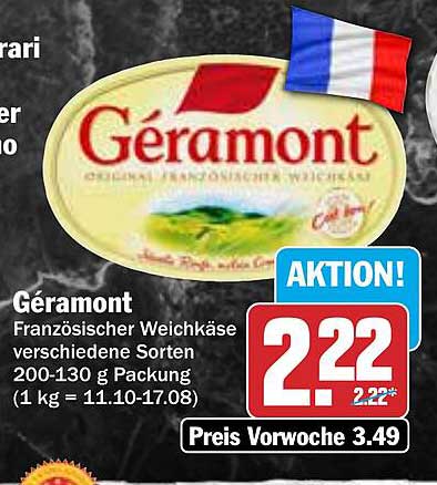 Géramont Französischer Weichkäse verschiedene Sorten 200-130 g Packung
