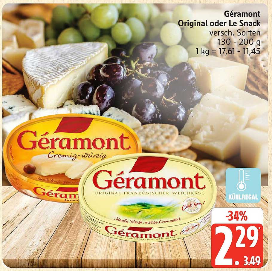 Géramont Original oder Le Snack – verschiedene Sorten