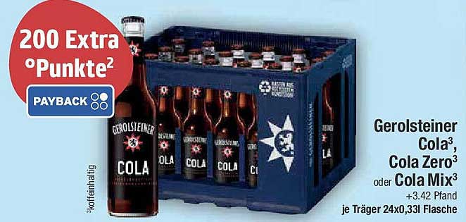 Gerolsteiner Cola, Cola Zero oder Cola Mix – 24 x 0,33l Flasche