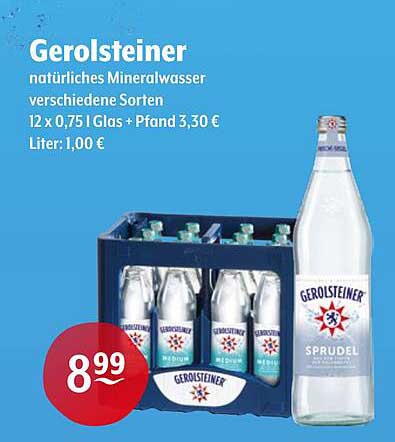 Gerolsteiner natürliches Mineralwasser verschiedene Sorten - 12 x 0,75 l