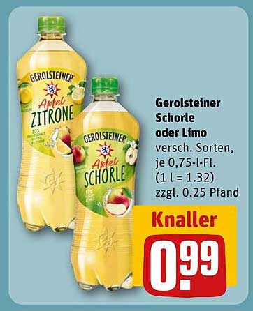 Gerolsteiner Schorle oder Limo, verschiedene Sorten, je 0,75 l