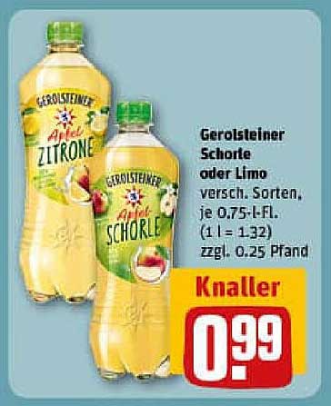 Gerolsteiner Schorle oder Limo – verschiedene Sorten, je 0,75 l Fl.