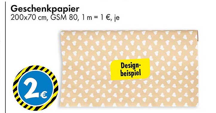 Geschenkpapier 200x70 cm, GSM 80, 1 m = 1 €