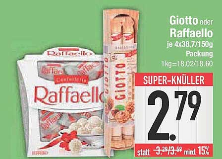 Giotto oder Raffaello je 4x38,7/150g Packung