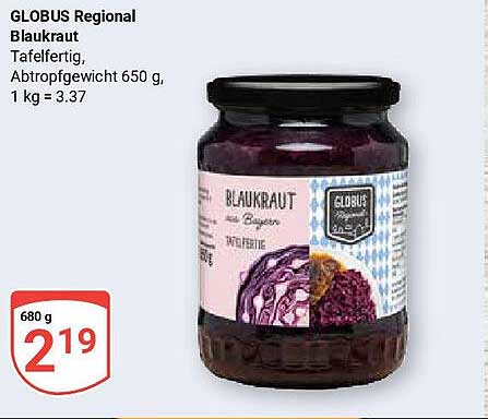 GLOBUS Regional Blaukraut, tafelfertig, 650 g