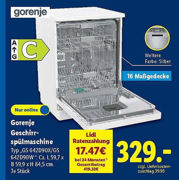 Gorenje Geschirrspülmaschine GS 642D90X/GS 642D90W - für strahlend sauberes Geschirr