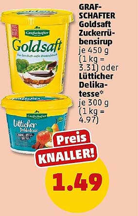 GRAF-SCHAFTER Goldsaft Zuckerrüben-Sirup 450 g oder Lütticher Delikatesse 300 g