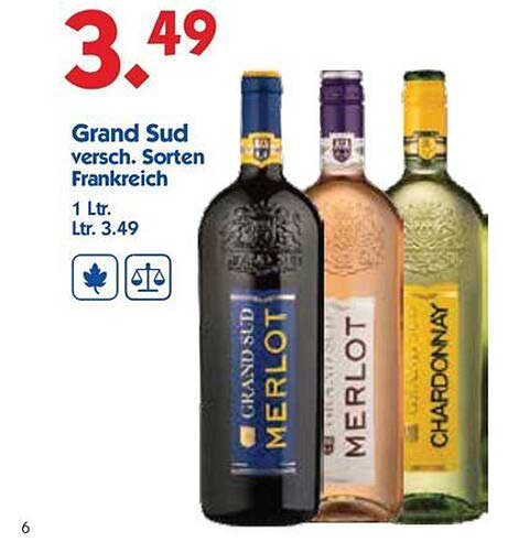Grand Sud versch. Sorten Frankreich 1 Ltr. für 3,49