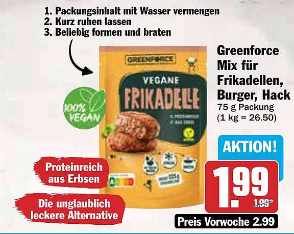 Greenforce Mix für Frikadellen, Burger, Hack