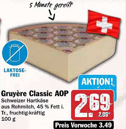 Gruyère Classic AOP - Schweizer Hartkäse aus Rohmilch, laktosefrei