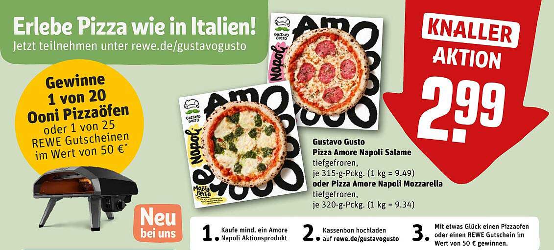 Gustavo Gusto Pizza Amore Napoli Salame oder Mozzarella - Aktion