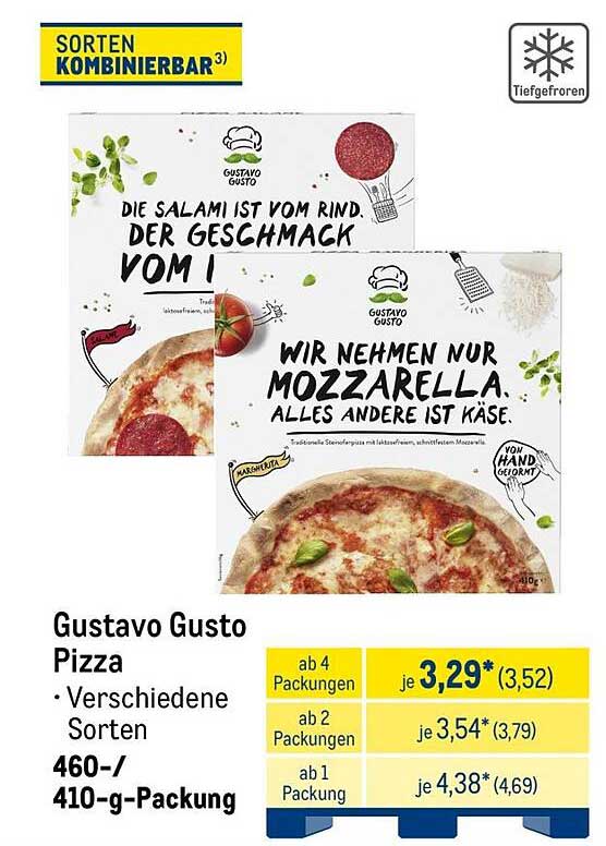 Gustavo Gusto Pizza - Verschiedene Sorten