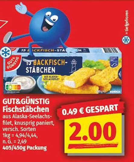 GUT& GÜNSTIG Fischstäbchen 15 Stück aus Alaska-Seelachsfilet