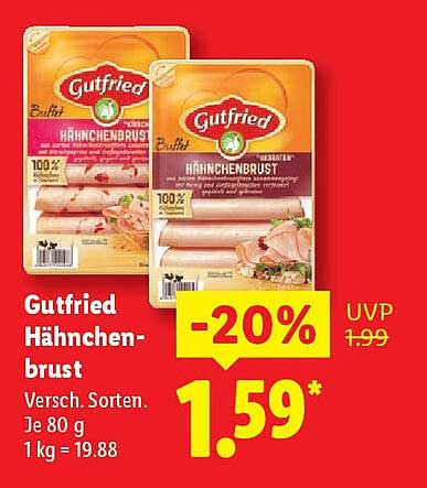 Gutfried Hähnchenbrust - Verschiedene Sorten, je 80 g