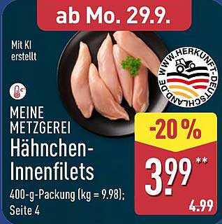 Hähnchen-Innenfilets - Meine Metzgerei
