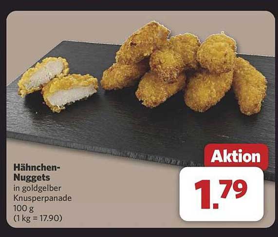 Hähnchen-Nuggets in goldgelber Knusperpanade 100 g