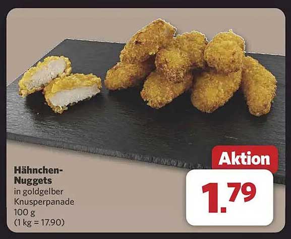 Hähnchen-Nuggets in goldgelber Knusperpanade 100 g