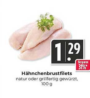 Hähnchenbrustfilets - natur oder grillfertig gewürzt, 100 g