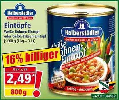 Halberstädter Eintöpfe - Weiße Bohnen-Eintopf oder Gelbe-Erbsen-Eintopf