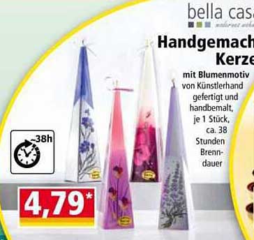 Handgemachte Kerze mit Blumenmotiv von Künstlerhand