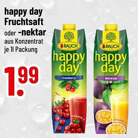 happy day Fruchtsaft oder -nektar aus Konzentrat je 1l Packung