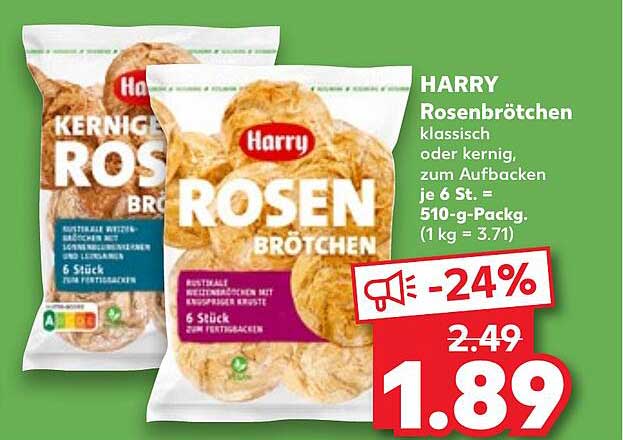 HARRY Rosenbrötchen klassisch oder kernig zum Aufbacken
