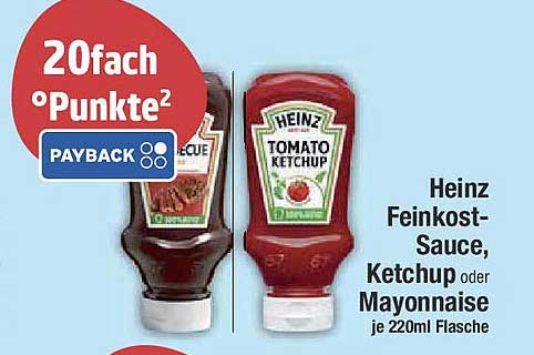 Heinz Feinkost-Sauce, Ketchup oder Mayonnaise je 220ml Flasche