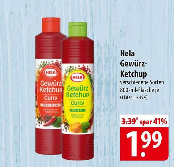 Hela Gewürz-Ketchup verschiedene Sorten 800-ml-Flasche