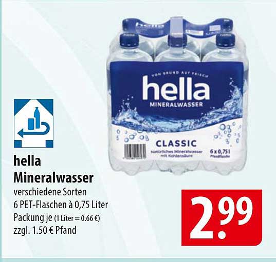 hella Mineralwasser 6 PET-Flaschen à 0,75 Liter