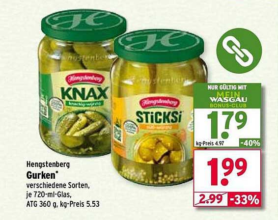 Hengstenberg Gurken® – verschiedene Sorten im 720-ml-Glas