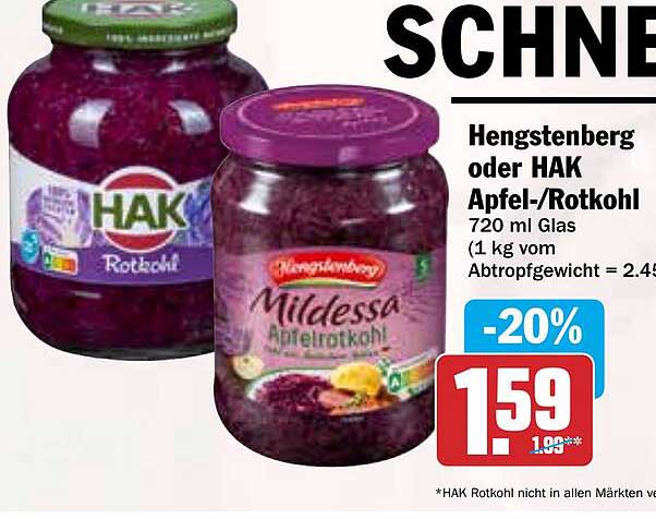 Hengstenberg oder HAK Apfel-/Rotkohl 720 ml Glas