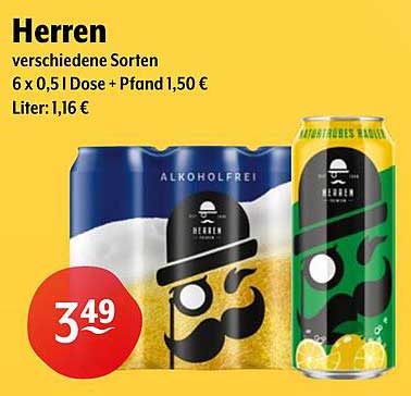 Herren Alkoholfreie Getränke 6 x 0,5 l Dose