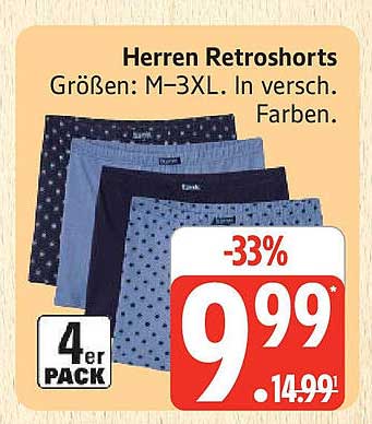 Herren Retroschorts - 4er Pack für nur 9,99 €