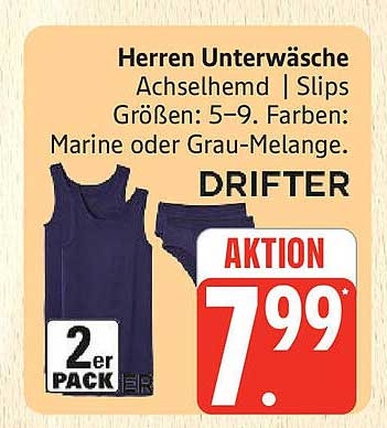 Herren Unterwäsche 2er Pack – Achselhemd & Slips von DRIFTER