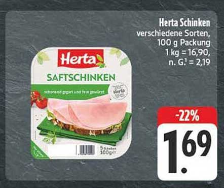 Herta Schinken - verschiedene Sorten, 100 g Packung