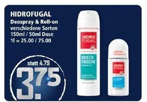 HIDROFUGAL Deospray & Roll-on verschiedene Sorten 150ml / 50ml Dose