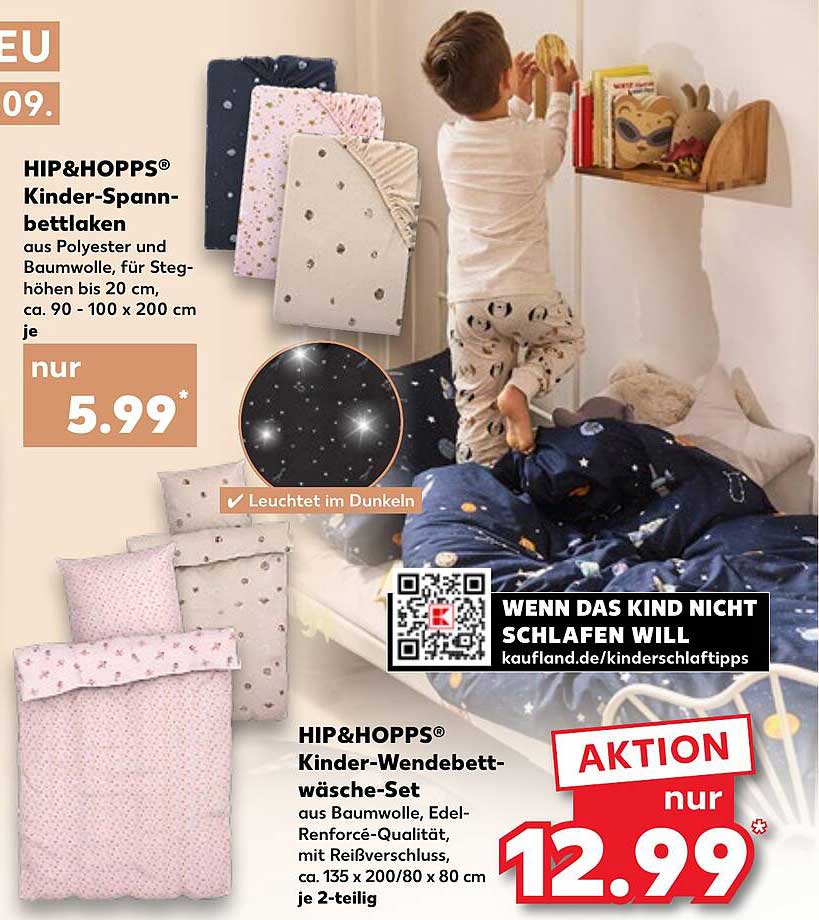 HIP&HOPPS® Kinder-Spannbettlaken und Wendebettwäsche-Set