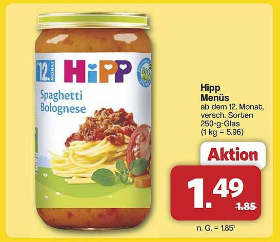 Hipp Menü Spaghetti Bolognese 250 g