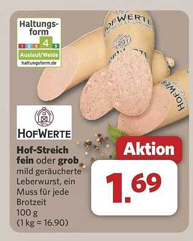 Hof-Streich fein oder grob - mild geräucherte Leberwurst