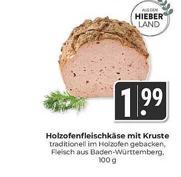Holzofenfleischkäse mit Kruste, traditionell im Holzofen gebacken