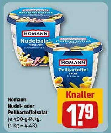 Homann Nudelsalat oder Pellkartoffelsalat - je 400-g-Pckg.