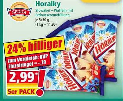 Horalky – Waffeln mit Erdnusscremefüllung 5er Pack