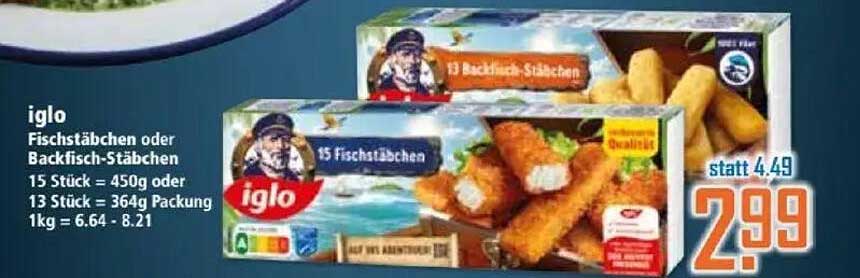 iglo Fischstäbchen oder Backfisch-Stäbchen