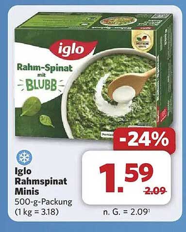 Iglo Rahmspinat Minis 500 g - Jetzt im Combi Prospekt!