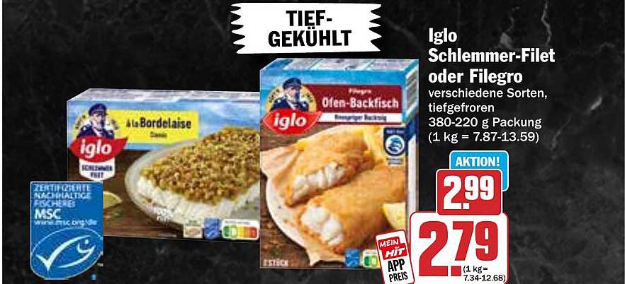 Iglo Schlemmer-Filet oder Filegro - verschiedene Sorten, tiefgefroren
