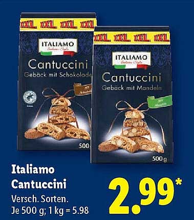 Italiamo Cantuccini - Gebäck mit Schokolade und Mandeln