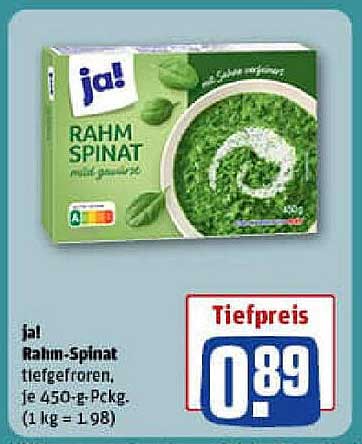 ja! Rahm-Spinat tiefgefroren, je 450-g-Pckg.