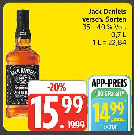 Jack Daniels Whiskey 0,7 L - verschiedene Sorten
