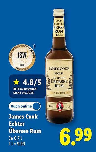 James Cook Echter Übersee Rum 0,7 l