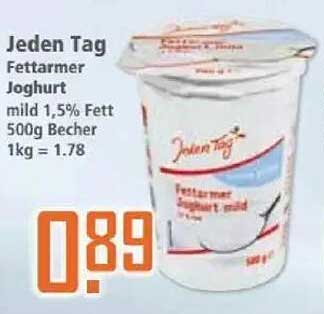 Jeden Tag Fettarmer Joghurt mild 1,5% Fett 500g Becher